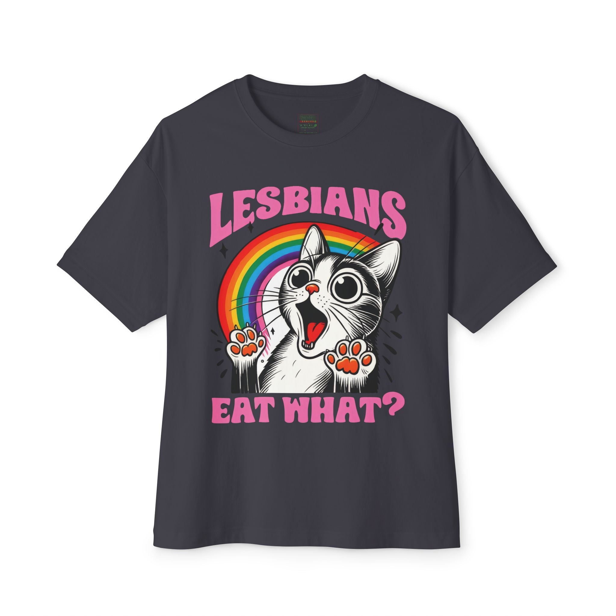 Lesbians Eat What? Cat Tee - Funny LGBTQ+ Rainbow T-Shirt