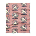 Cat Barber Sherpa Blanket — Cute Pink Cat Barber Pattern Cozy Throw