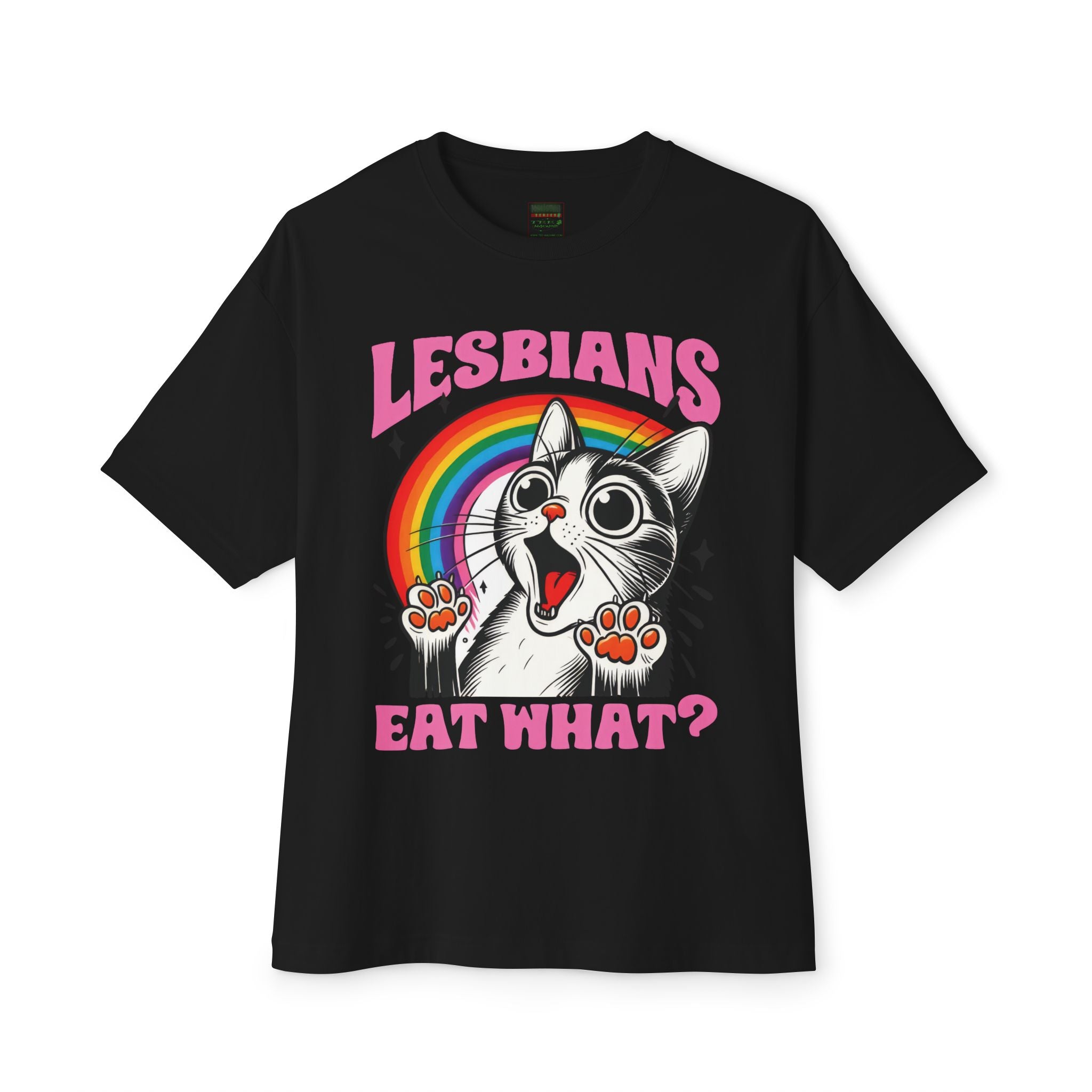 Lesbians Eat What? Cat Tee - Funny LGBTQ+ Rainbow T-Shirt