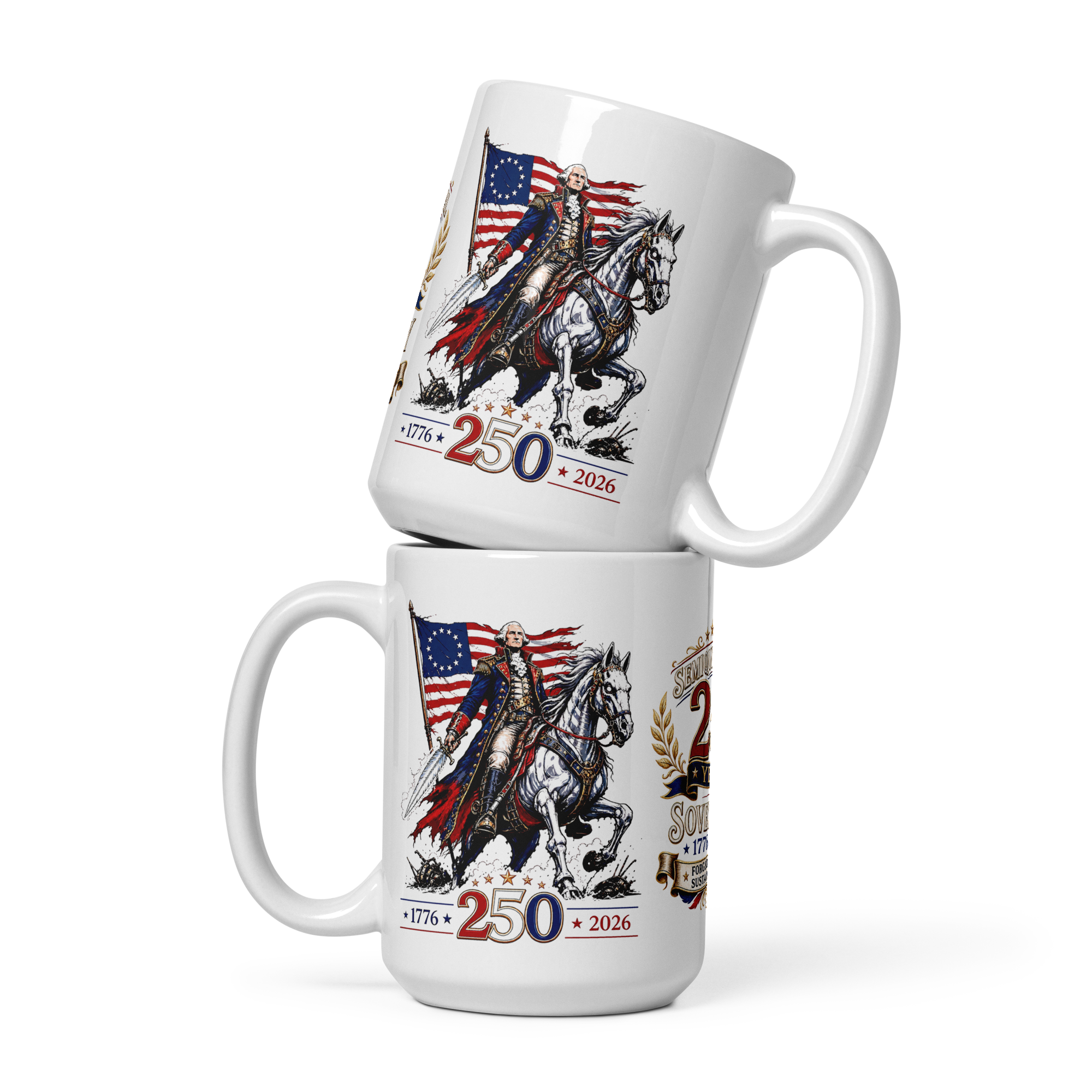 Washington’s Ride: 250th Semiquincentennial Limited Edition White Glossy Mug// 1776–2026